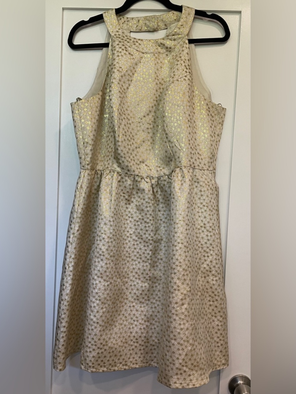 Forever 21 Cream and Gold A-line Polka-Dot Party Dress Women’s Plus 1x